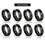 font options for inside engraving on black & gray hydraulic mining shovel rings
