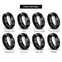 font options for inside engraving on black & gray hydraulic mining shovel rings