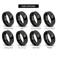 font options for inside engraving on black hydraulic mining shovel rings