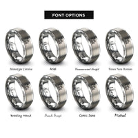 font options for inside engraving on silver hydraulic mining shovel rings