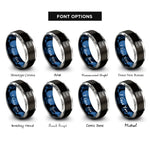 font options for inside engraving on black & blue & grey hydro dam rings
