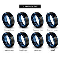 font options for inside engraving on black & blue hydro dam rings