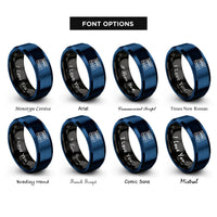 font options for inside engraving on black & blue hydro dam rings