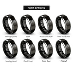 font options for inside engraving on black & gray hydro dam rings