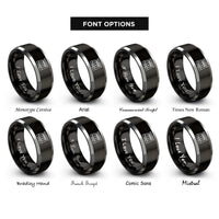 font options for inside engraving on black & gray hydro dam rings