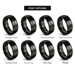 font options for inside engraving on black hydro dam rings