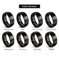 font options for inside engraving on black hydro dam rings