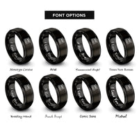 font options for inside engraving on black hydro dam rings