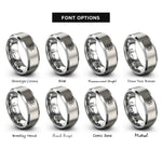 font options for inside engraving on silver hydrogen bohr model rings