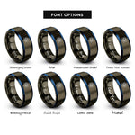 font options for inside engraving on gunmetal & blue hydrogen bohr model rings