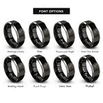 font options for inside engraving on black & gray hyena rings