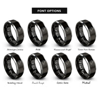 font options for inside engraving on black & gray hyena rings