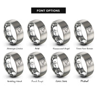 font options for inside engraving on grey hyena rings