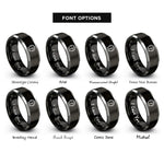 font options for inside engraving on black & grey hygrometer rings