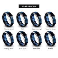 font options for inside engraving on blue & grey hyperbola rings