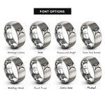 font options for inside engraving on gray hyperbola rings