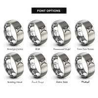 font options for inside engraving on gray hyperbola rings