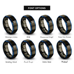 font options for inside engraving on gunmetal & blue hyperbola rings
