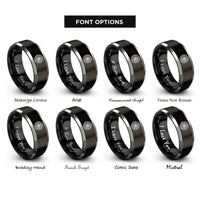 font options for inside engraving on black & grey hypotrochoid rosette rings