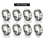 font options for inside engraving on gray i-beam cursor rings