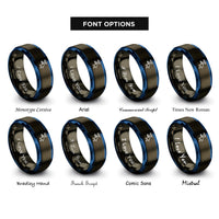 font options for inside engraving on gunmetal & blue i-beam cursor rings