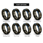 font options for inside engraving on gunmetal & blue i-beam cursor rings