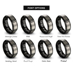 font options for inside engraving on black & silver i beam rivets rings