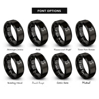 font options for inside engraving on black i beam rivets rings