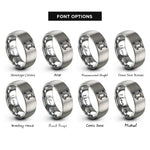 font options for inside engraving on grey i beam rivets rings