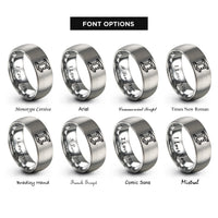 font options for inside engraving on grey i beam rivets rings