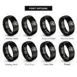 font options for inside engraving on black i beam silhouette rings