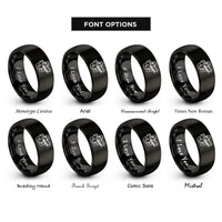 font options for inside engraving on black i beam silhouette rings
