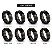 font options for inside engraving on black i beam silhouette rings