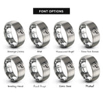 font options for inside engraving on silver i beam silhouette rings