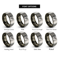 font options for inside engraving on gunmetal & grey i beam silhouette rings