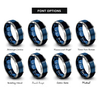 font options for inside engraving on blue & gray i imaginary unit rings