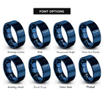 font options for inside engraving on blue i imaginary unit rings