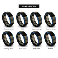font options for inside engraving on gunmetal & blue i imaginary unit rings