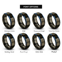 font options for inside engraving on gunmetal & blue i imaginary unit rings
