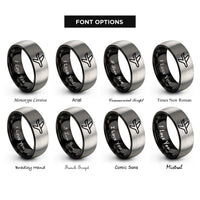 font options for inside engraving on black & grey iberia rings