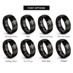 font options for inside engraving on black iberia rings