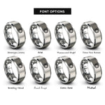 font options for inside engraving on silver ic chip rings