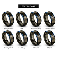 font options for inside engraving on gunmetal & blue ic chip rings