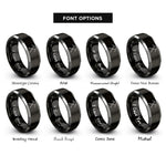 font options for inside engraving on black & gray ice axe rings