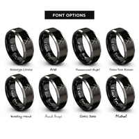 font options for inside engraving on black & gray ice axe rings