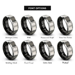 font options for inside engraving on black & grey ice axe rings