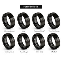 font options for inside engraving on black ice axe rings