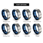 font options for inside engraving on blue & gray ice axe rings