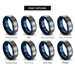 font options for inside engraving on blue & silver ice axe rings