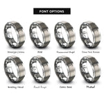 font options for inside engraving on grey ice axe rings